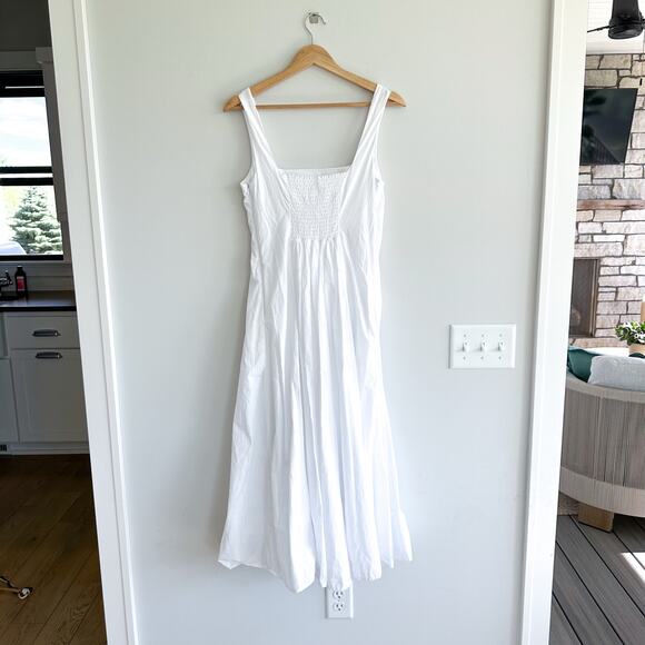 Joie Square Neck Smocked Back Sleeveless Midi Dress White 2 - Picture 2 of 8